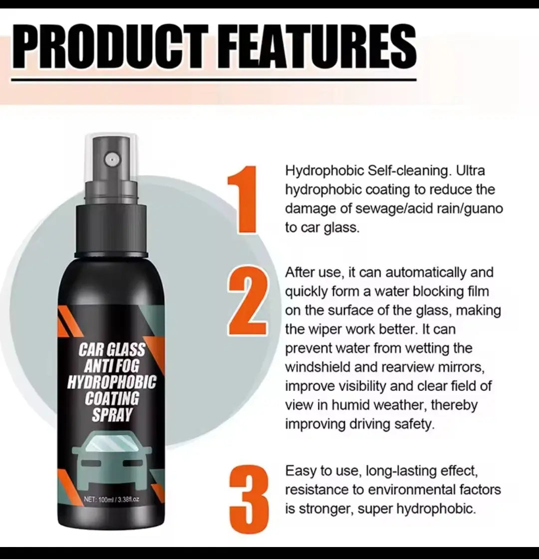 FogFree Drive™ Anti-Fog Hydrophobic Car Glass Spray Fog Free Drive